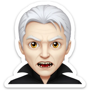 White skin white hair black eyes black clothes scary Vampire sticker