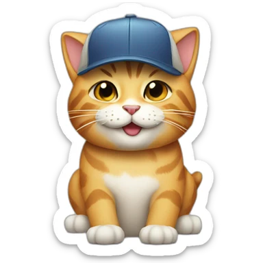 smiling cat with snapback hat sticker