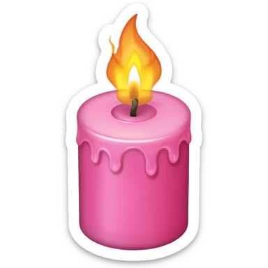 Draw a pink candle with a flame on it from a bird's eye view. sticker