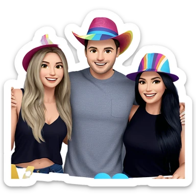 group of friends smiling together sticker