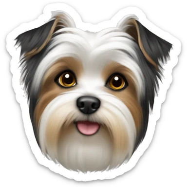 yorkie parti white black sticker
