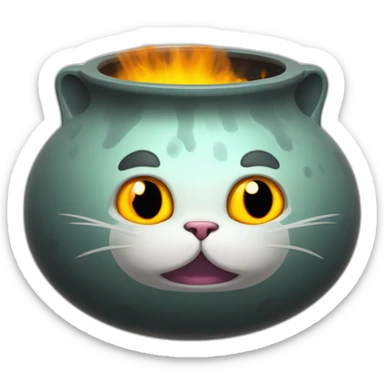 3d sphere with a cartoon filthy cauldron Cat skin texture with sincere eyes sticker