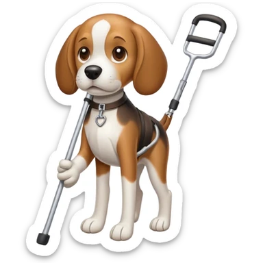 Beagle with crutches sticker