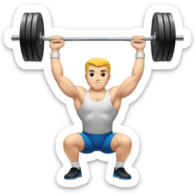 Emblem symbolizing weightlifting, featuring a barbell with heavy weights on either side, lifted above a strong, determined figure. The design conveys strength, focus, and the precision required in the sport. The barbell is centered, with a dynamic, bold style to emphasize power and athleticism.  sticker