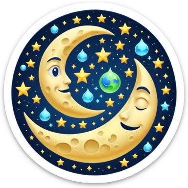 moon with spinning alchemy symbols dizzy sticker