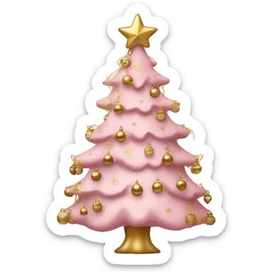 A light pink chrismas tree with gold ornaments  sticker