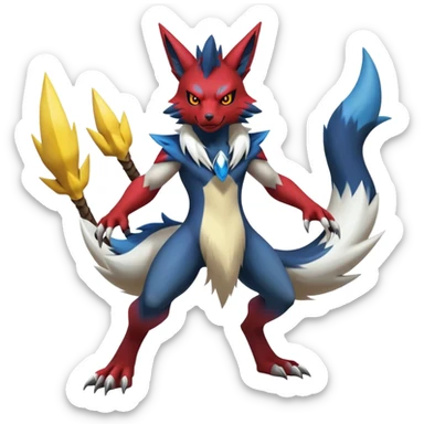 Shiny Epic Handsome Badass Zoroark-Zangoose-Lucario-Renamon-Zeraora-hybrid (Full body) sticker