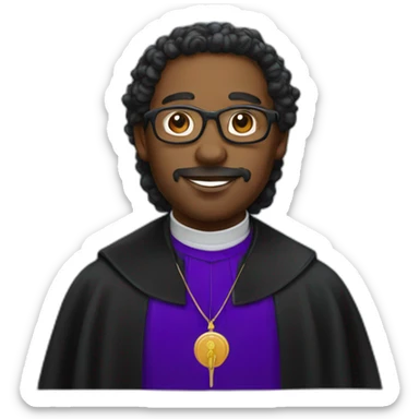 Black curlier priest sticker