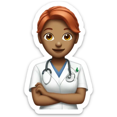 cute nurse with scrubs red hair  sticker