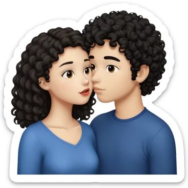 ragazzo con capelli neri e ricci che si bacia con una ragazza con i capelli castani e lisci sticker