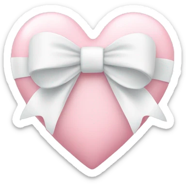 Pastel pink heart with white bow sticker