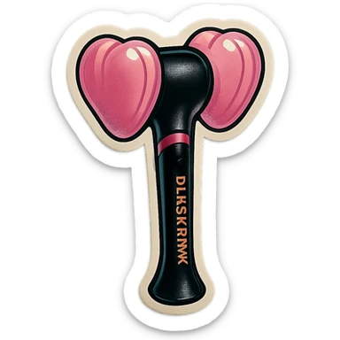 BLACKPINK lightstick, retro sticker style, bold outlines, black and pink colors, playful and vibrant, K-pop fan vibe sticker
