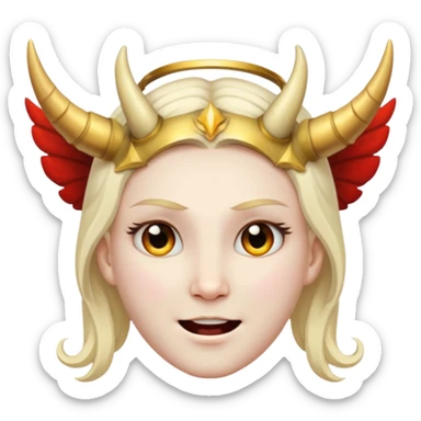 face split between angel and demon with halo and horn sticker