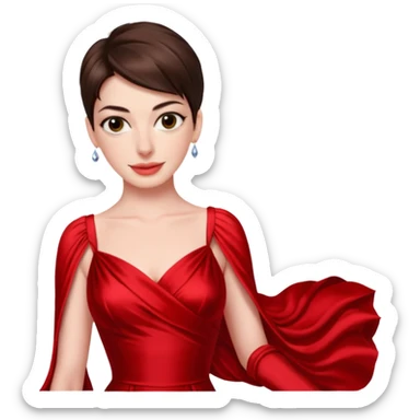 Anne Hathaway in red dress, hot sticker