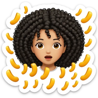 black kinky curly hair falling off with exclamation marks sticker