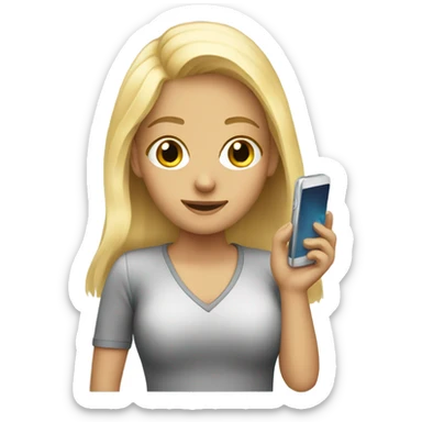 blonde girl with cellphone sticker