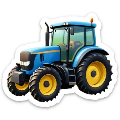 An icon showing close-up tractor in a colorful rural landscape, inspired by Farming Simulator 22. The design features vibrant fields, barns, and crops under a bright sky, with tractors working the land. The peaceful and immersive farming environment is highlighted with a transparent background sticker