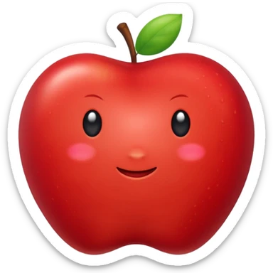 Red Apple, Cushion style, plush and puffy  sticker
