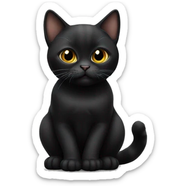 Black munchkin cat sitting sticker