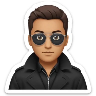 man in black trenchcoat and matrix sunglasses sticker