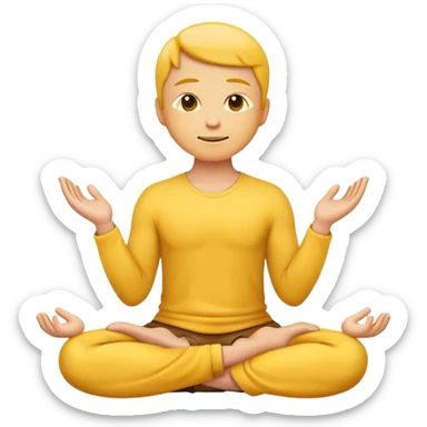 classic yellow emoji meditating, sitting cross-legged, peaceful expression sticker