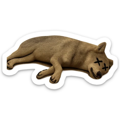 Add cartoon X's over the eyes to indicate the wolf is dead, keep the rest realistic, no background. Maintain the realistic style of the wolf while adding the cartoon X's over the eyes as a clear dead indicator. sticker