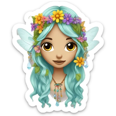 Bohemian hippie fairy flowers in hair, crystal jewelry sticker