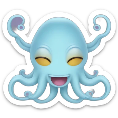 Cute kraken cute face eyes closed making yoga sticker