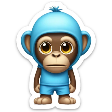 Monkey standing serious with ligh blue shorts  sticker