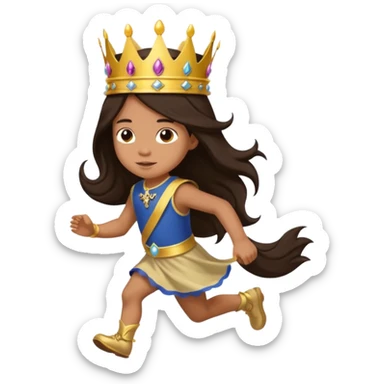 I want a royal child with dark brown long hair running sticker