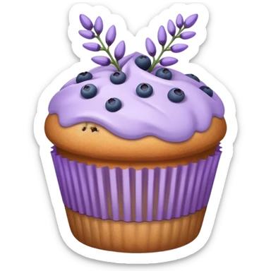 Lavender flower sprig muffin with berries sticker