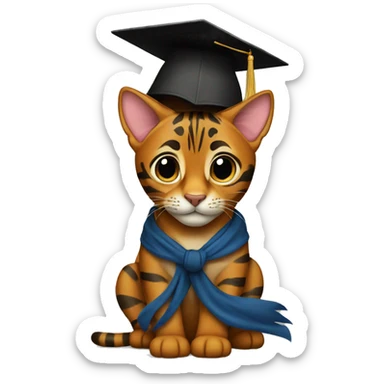 Bengal wearing graduation cap sticker