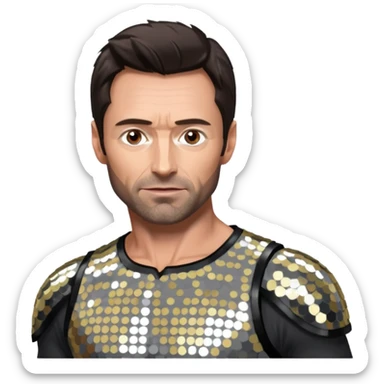 Hugh Jackman with Dark Brown Hair, Silver Sequin Outfit sticker