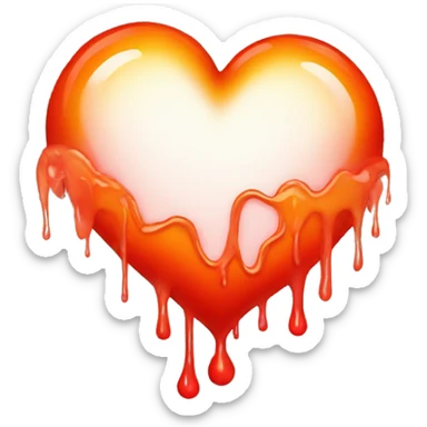 bleeding red heart glowing red-orange sticker