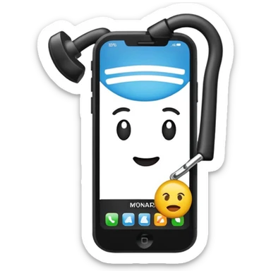 UN EMOJI DE UN CELULAR CON EL NOMBRE DE LA MARCA LLAMADA MONARQ  sticker