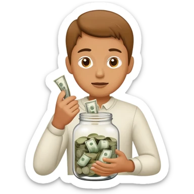 A gender neutral hand puts money ins a swear/mistake jar  sticker