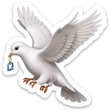 a dove flies with a letter in its paws sticker