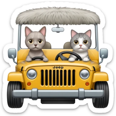 weimaraner dog and Persian cat in a jeep  sticker