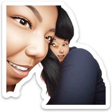 serene girl with black hair sticker