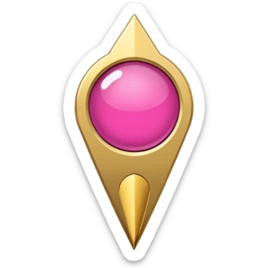 A dark pink location pin with golden details sticker