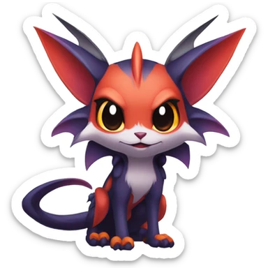 Kawaii Edgy Cool Vampiric Beautiful Noivern-Nargacuga-Litten with big Bat Ears full body sticker