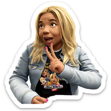 blonde girl in denim jacket sticker