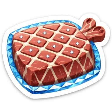 Meat with diamond textur and blue color sticker