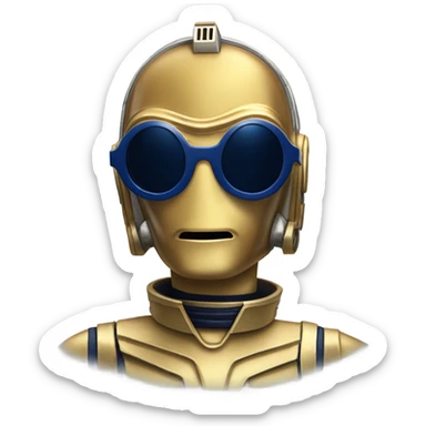 C-3PO wearing a pair of navy-blue heart shaped sunglasses  sticker