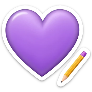 paper with emptu Hand drawn purple heart contour  with pencil sticker