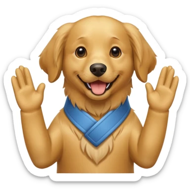 Dog waving sticker