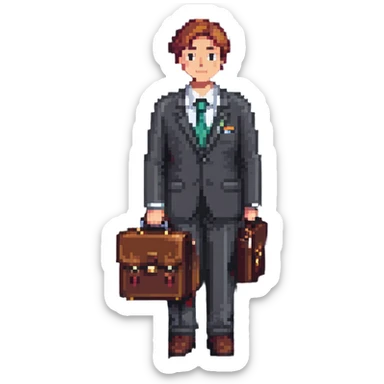 Corporate boss with briefcase and business suit sticker