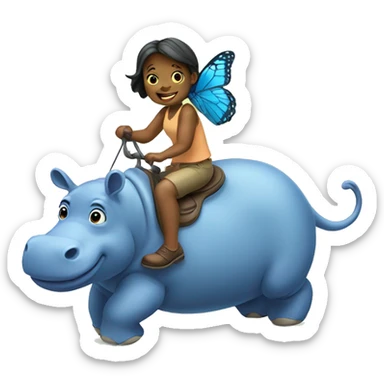 A butterfly riding a hippo sticker