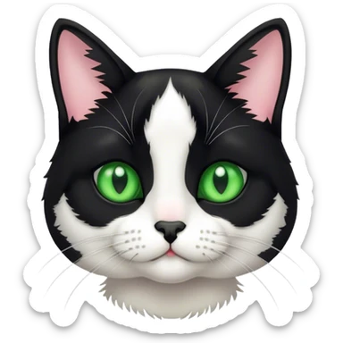 Short tuxedo cat green eyed sticker