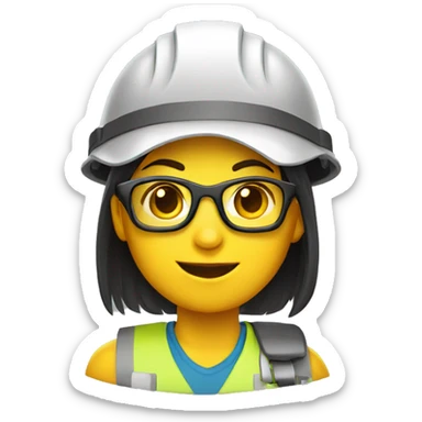 Funny Safety girl construction with glasses sticker